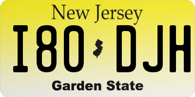 NJ license plate I80DJH