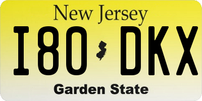 NJ license plate I80DKX