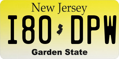 NJ license plate I80DPW