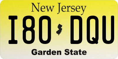 NJ license plate I80DQU