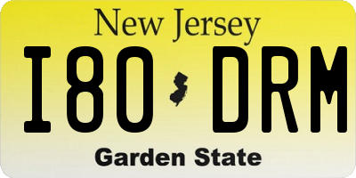 NJ license plate I80DRM