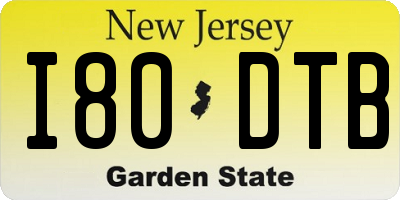 NJ license plate I80DTB