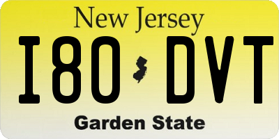 NJ license plate I80DVT