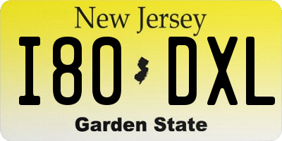 NJ license plate I80DXL
