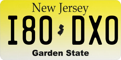 NJ license plate I80DXO