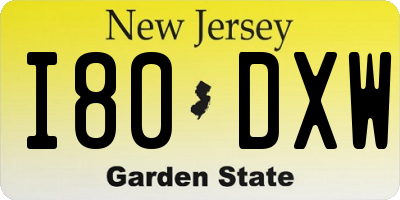 NJ license plate I80DXW