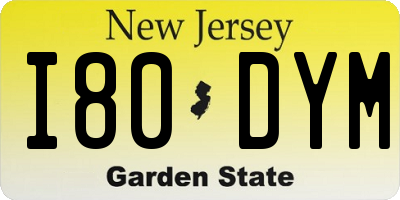 NJ license plate I80DYM