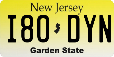 NJ license plate I80DYN