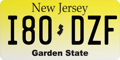 NJ license plate I80DZF