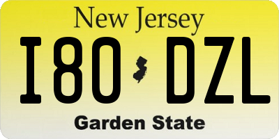 NJ license plate I80DZL
