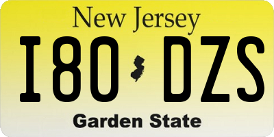 NJ license plate I80DZS