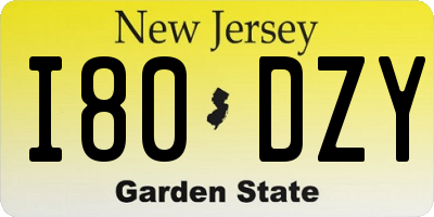 NJ license plate I80DZY