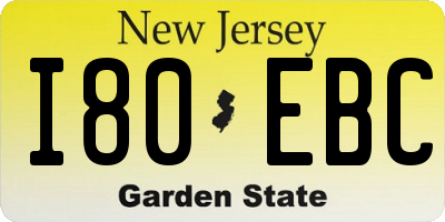 NJ license plate I80EBC