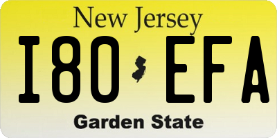 NJ license plate I80EFA