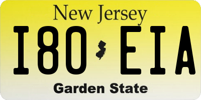 NJ license plate I80EIA