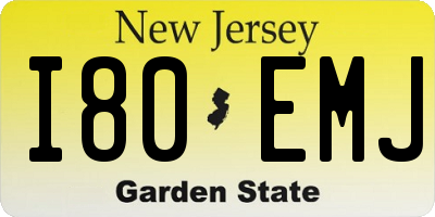 NJ license plate I80EMJ
