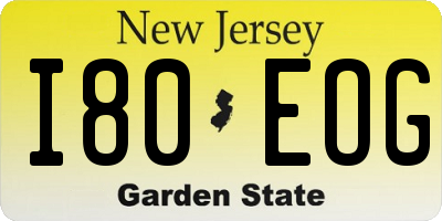 NJ license plate I80EOG