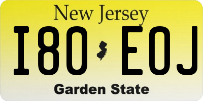 NJ license plate I80EOJ