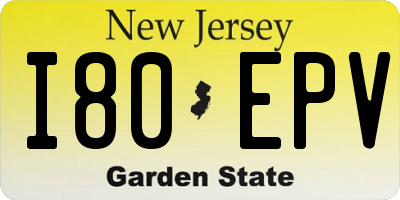NJ license plate I80EPV