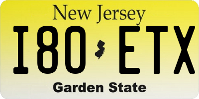NJ license plate I80ETX