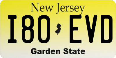 NJ license plate I80EVD