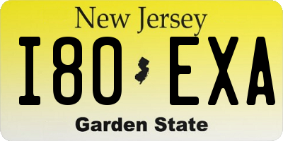 NJ license plate I80EXA