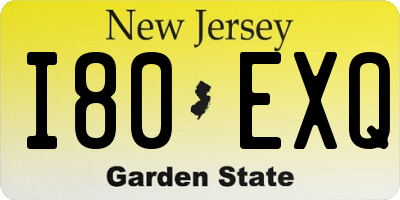 NJ license plate I80EXQ