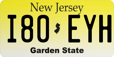NJ license plate I80EYH