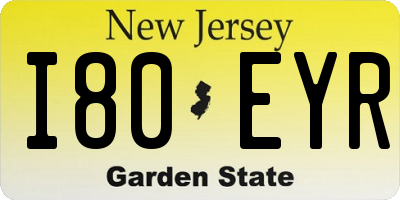 NJ license plate I80EYR