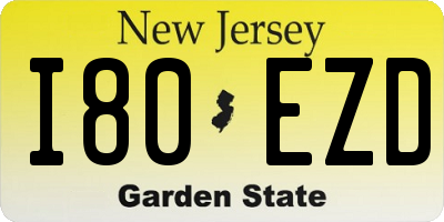 NJ license plate I80EZD