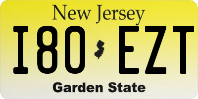 NJ license plate I80EZT