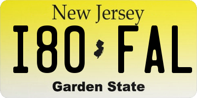 NJ license plate I80FAL