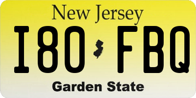 NJ license plate I80FBQ