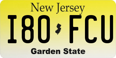 NJ license plate I80FCU