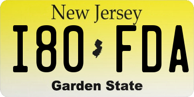 NJ license plate I80FDA