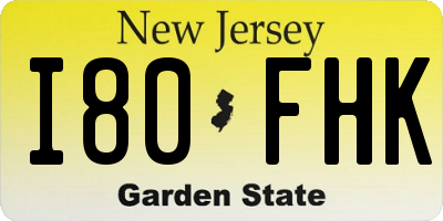 NJ license plate I80FHK