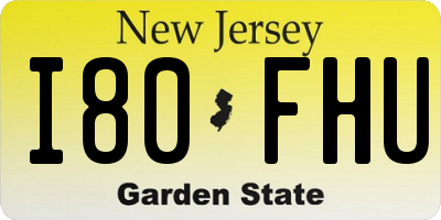 NJ license plate I80FHU