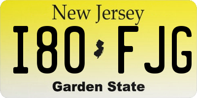 NJ license plate I80FJG