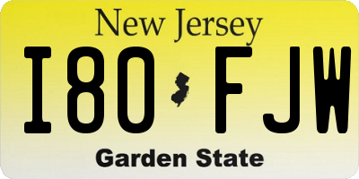 NJ license plate I80FJW