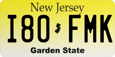 NJ license plate I80FMK