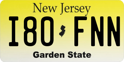 NJ license plate I80FNN