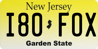 NJ license plate I80FOX