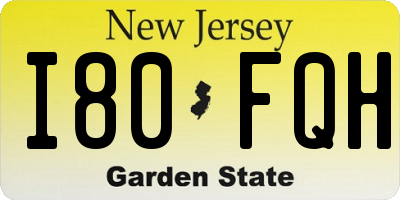 NJ license plate I80FQH