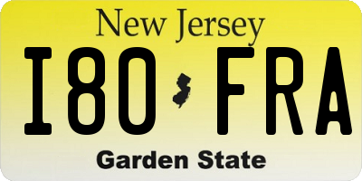 NJ license plate I80FRA