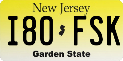 NJ license plate I80FSK