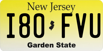NJ license plate I80FVU