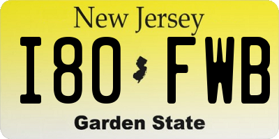 NJ license plate I80FWB
