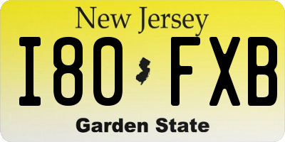 NJ license plate I80FXB