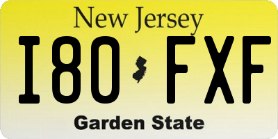 NJ license plate I80FXF