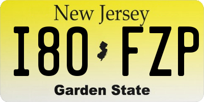 NJ license plate I80FZP